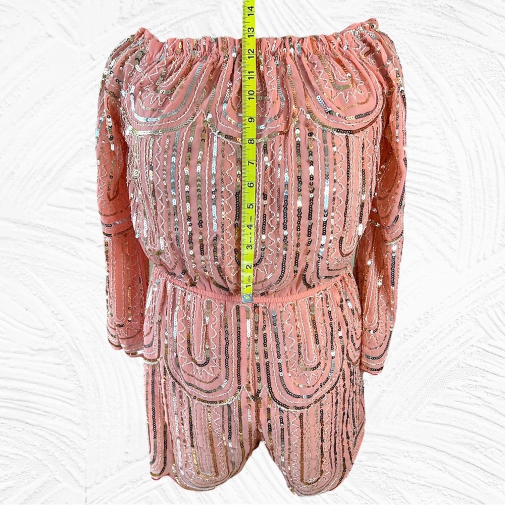 🎀 Main Strip Pink Sequin Romper, Barbie, NFR Fashion, Women’s Size Large, NWT - Picture 8 of 15